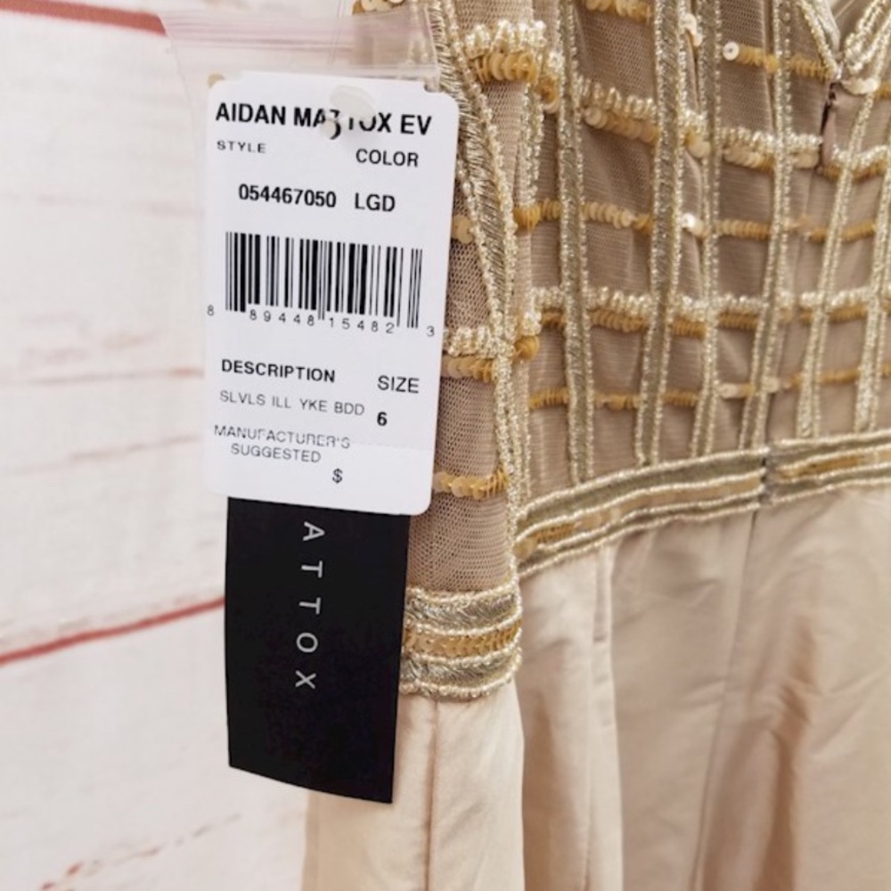 NWT Aidan Mattox Beaded Bodice Taffeta Ball Gown - Picture 8 of 11
